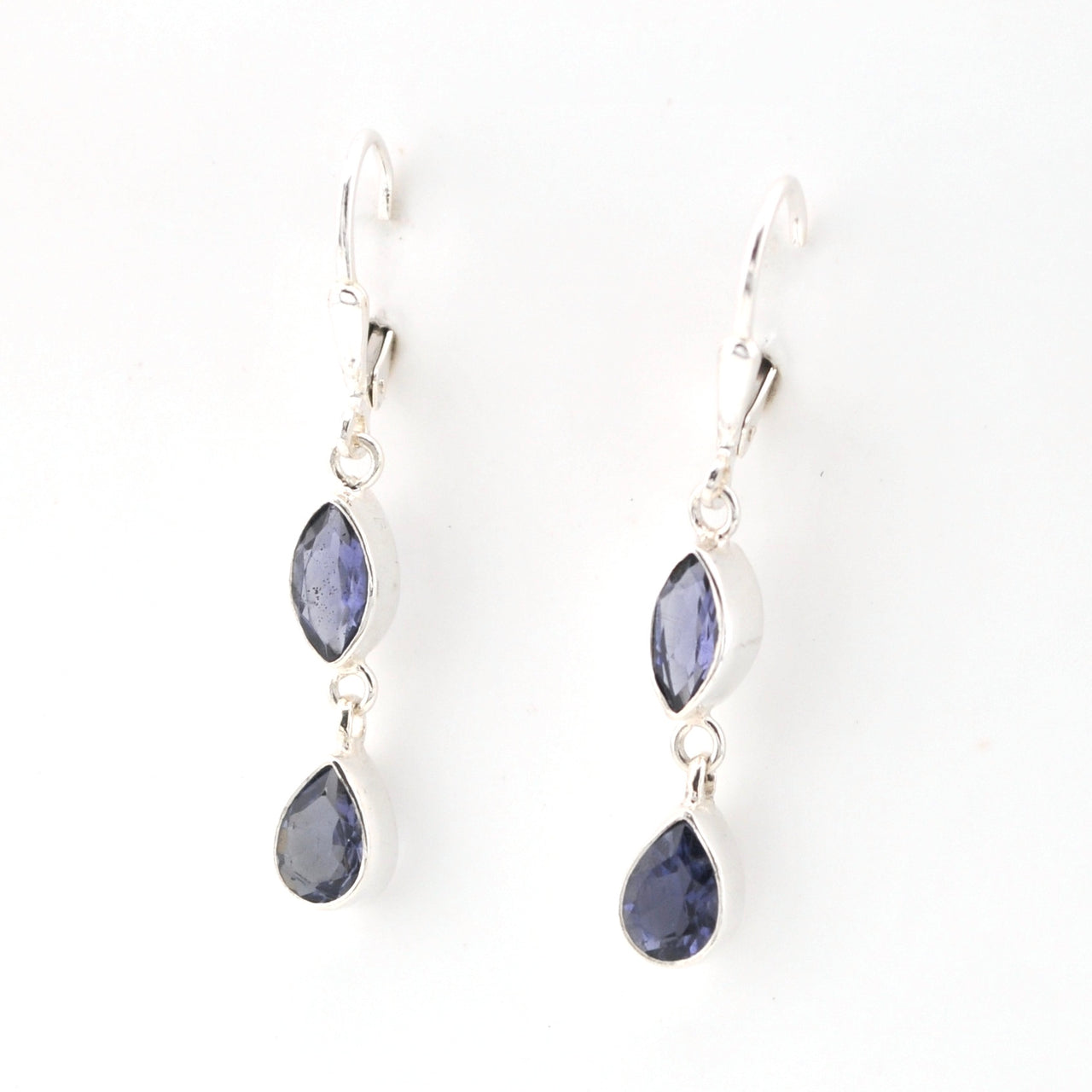 Side View Iolite Marquise Tear Dangle Earring