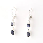 Side View  Iolite Round Oval Dangle Earring