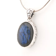 Side View Labradorite 14x20mm Oval Bali Pendant