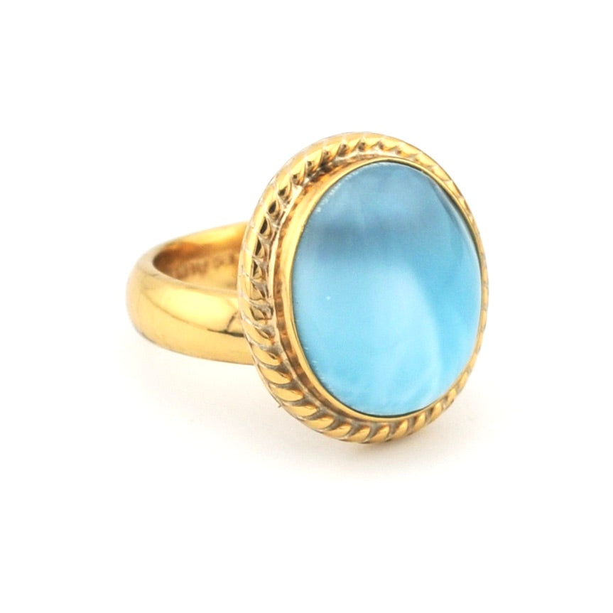 Side View Larimar 12X16mm Oval Rope Ring