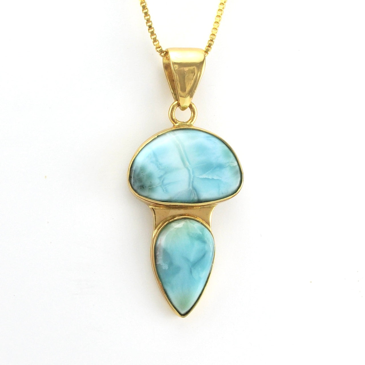 Side View Larimar 2 Stone Pendant