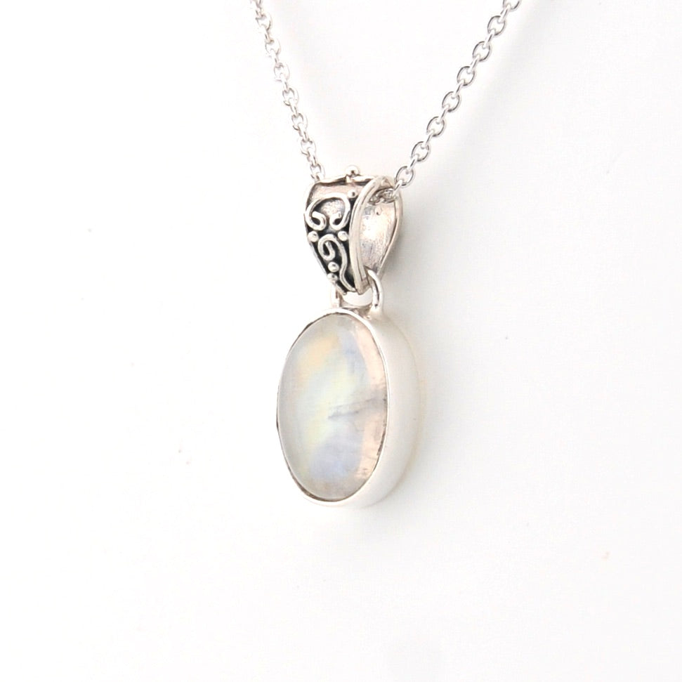 Side View Moonstone 9x13mm Oval Necklace