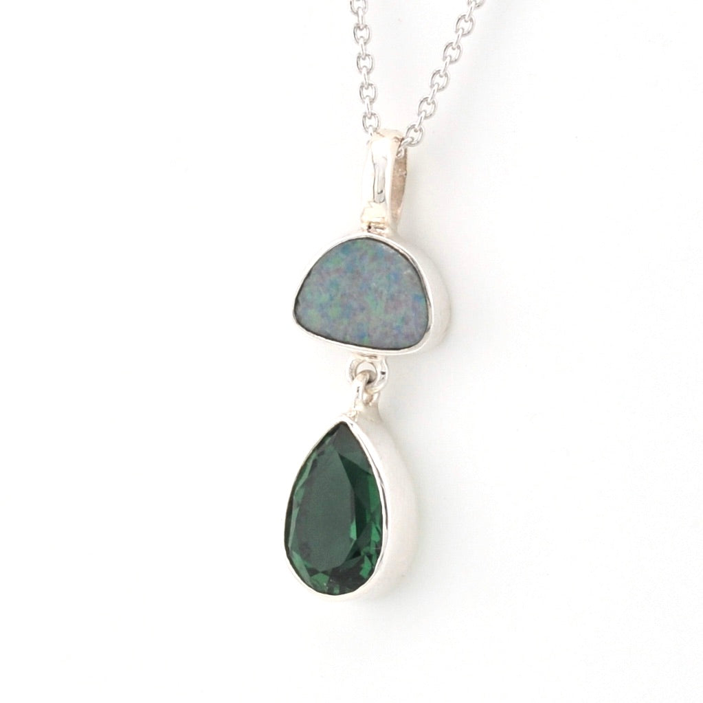 Side View Opal Green Quartz Necklace