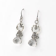 Side View Oxidized Silver Crystal Hoop Earrings