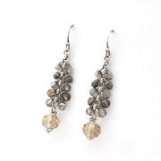 Side View Oxidized Silver Crystal with Pyrite Earrings