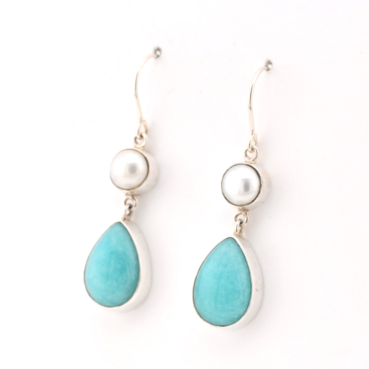Side View Pearl Amazonite Earrings