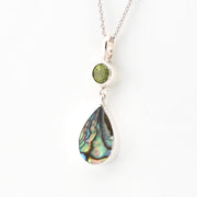 Side View Peridot Abalone Necklace