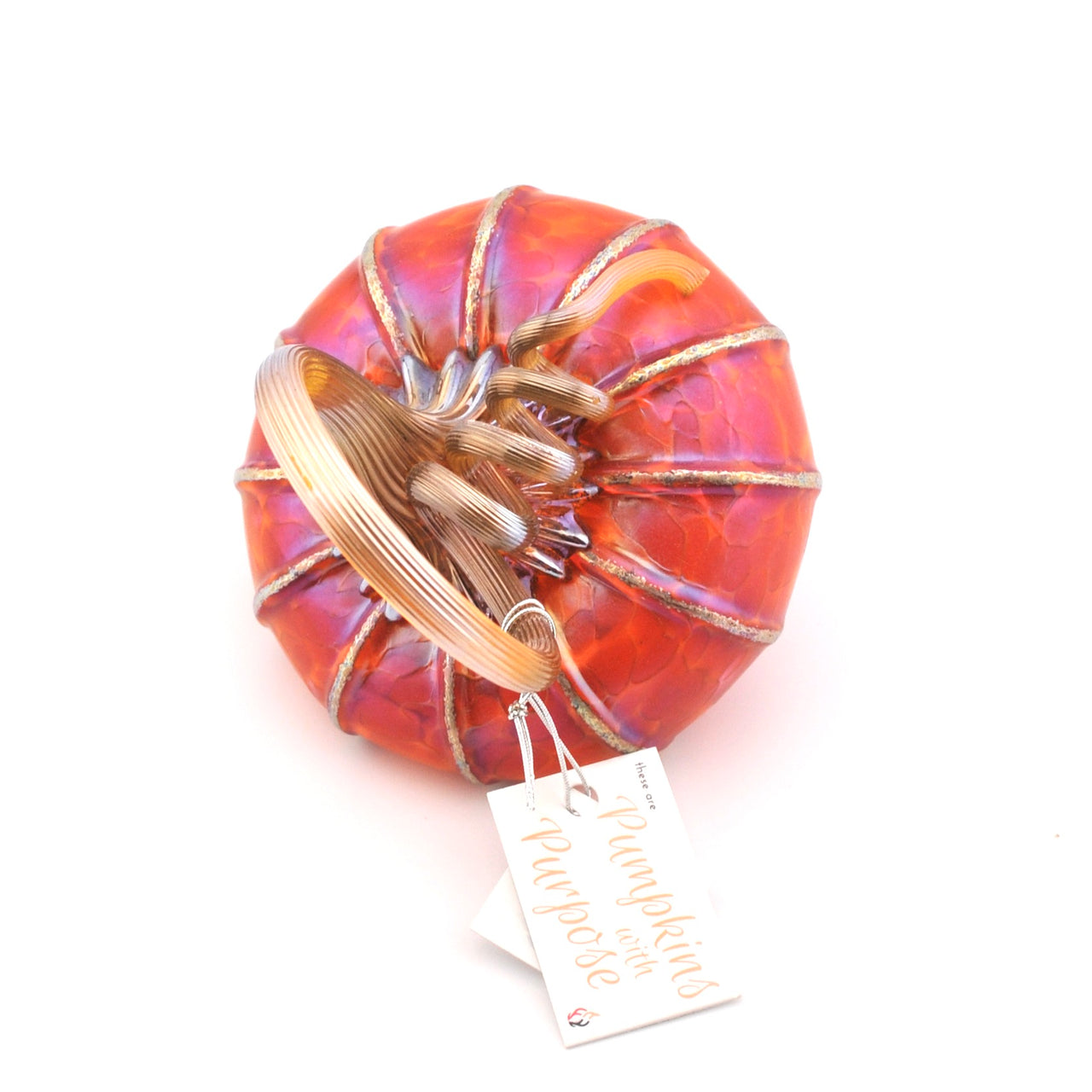 Side View Petit Tilt Tangelo Orange Glass Pumpkin