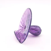 Purple glass object on a white background