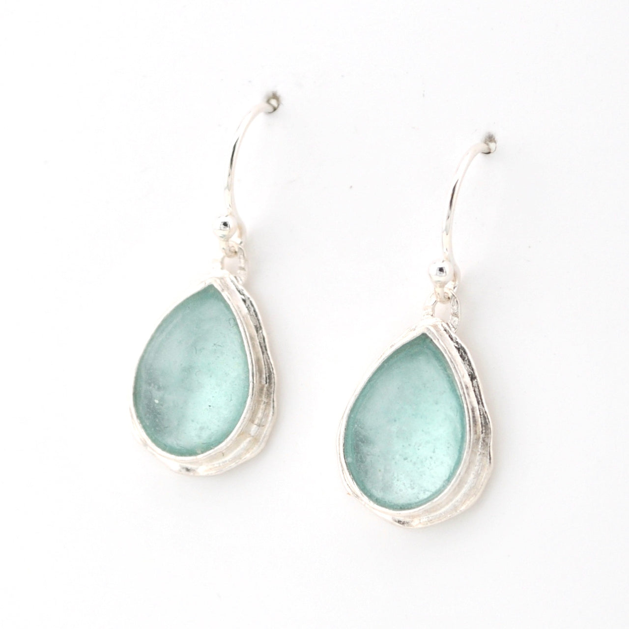 Side View Roman Glass Teardrop Dangle Earrings 1784