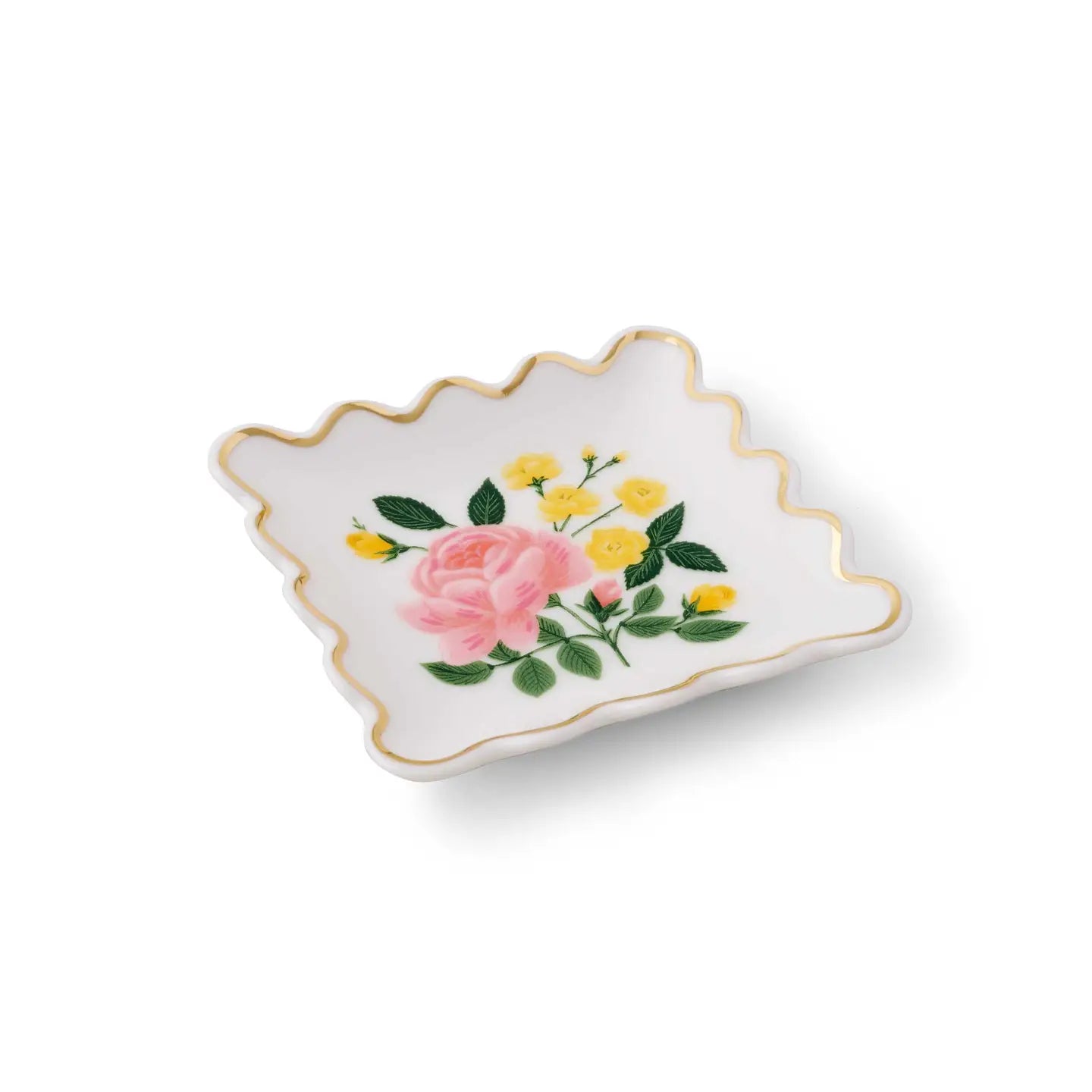 Side View Roses Scalloped Ring Dish