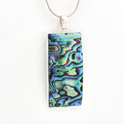 Side View Silver Abalone Rectangle Pendant