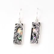 Pair of earrings with wave design on a white background