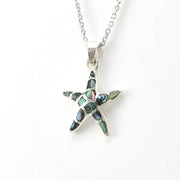 Side View Silver Abalone Starfish Necklace