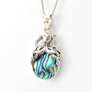 Side View Silver Abalone with Octopus Necklace