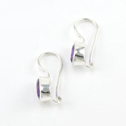Side View Silver Amethyst 7x9mm Tear Dangle Earrings