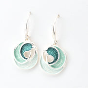 Side View Silver Aqua Ocean Waves Earrings