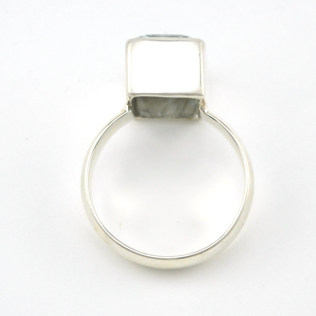 Side View Silver Aquamarine 9x12mm Rectangle Ring