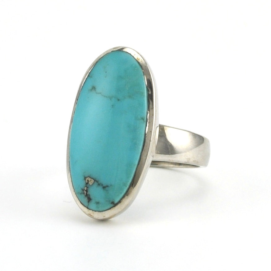 Side View Silver Campitos Turquoise Ring