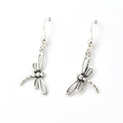 Side View Silver Dragonfly Dangle Earring