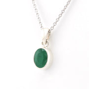 Side View Silver Emerald 6x8mm Oval Necklace