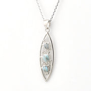 Silver pendant with a chain on a white background