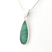 Side View Silver Malachite Long Tear Pendant