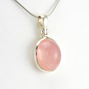 Side View Silver Morganite Oval Pendant