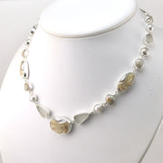 Side View Silver Nautilus Shell Sea Glass Pearl Necklace