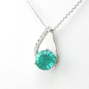 Side View Silver Paraiba Garnet 2ct CZ Necklace