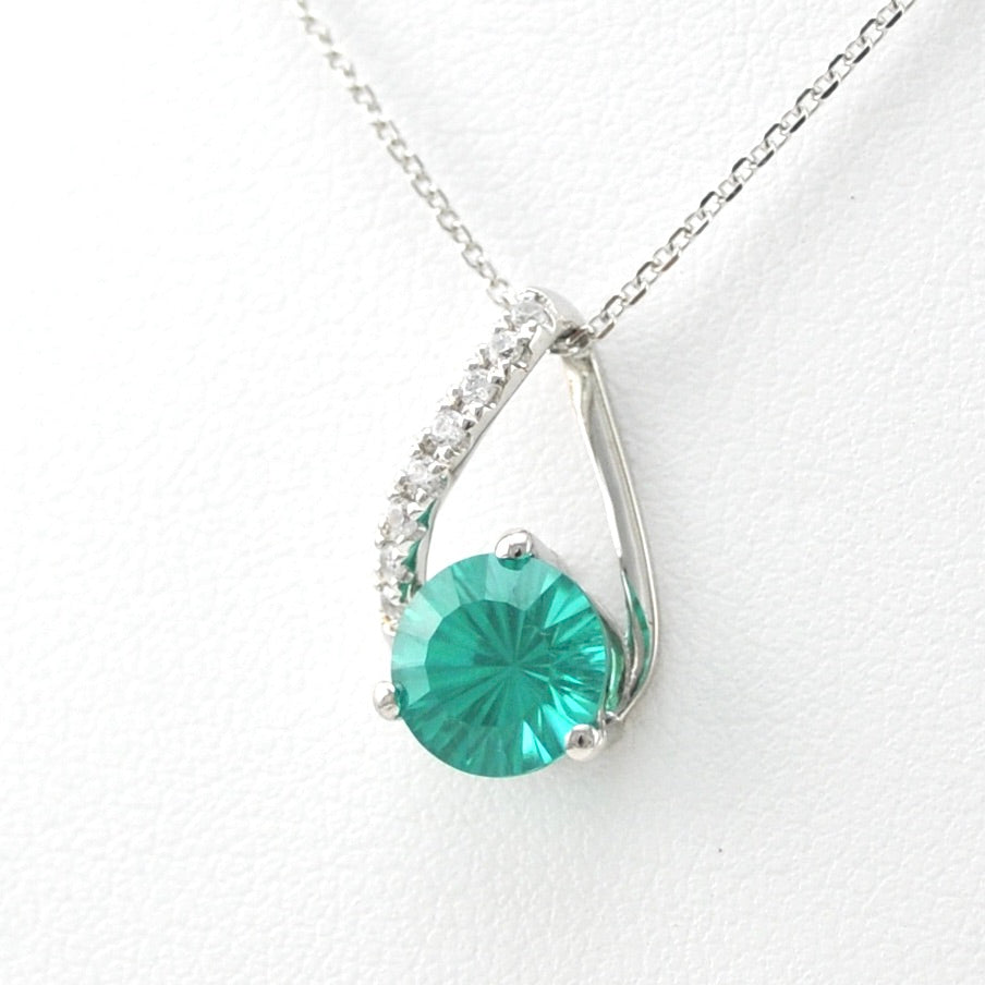 Side View Silver Paraiba Garnet 2ct CZ Necklace