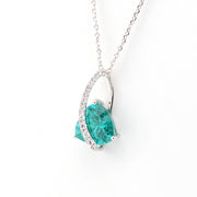 Side View Silver Pariaba Garnet 4ct Trillion CZ Necklace