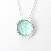 Side View Silver Roman Glass 18mm Round Necklace