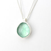 Side View Silver Roman Glass 20mm Round Necklace