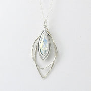 Side View Silver Roman Glass 3 Marquise Necklace