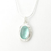 Side View Silver Roman Glass Oval Necklace