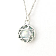 Side View Silver Roman Glass Round Star of David Pendant
