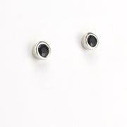 Side View Silver Sapphire .6ct 4mm Round Post Earrings