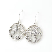 Side View Silver Sea Turtle Scene Earrings