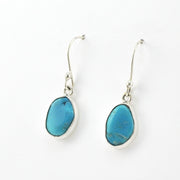 Side View Silver Sleeping Beauty Turquoise Earrings