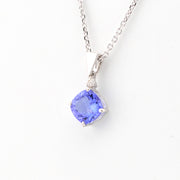 Side View Silver Tanzanite 1.46ct Diamond .02 Necklace