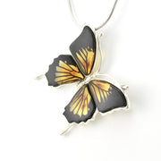 Side View Silver Ulysses Amber Butterfly Pendant