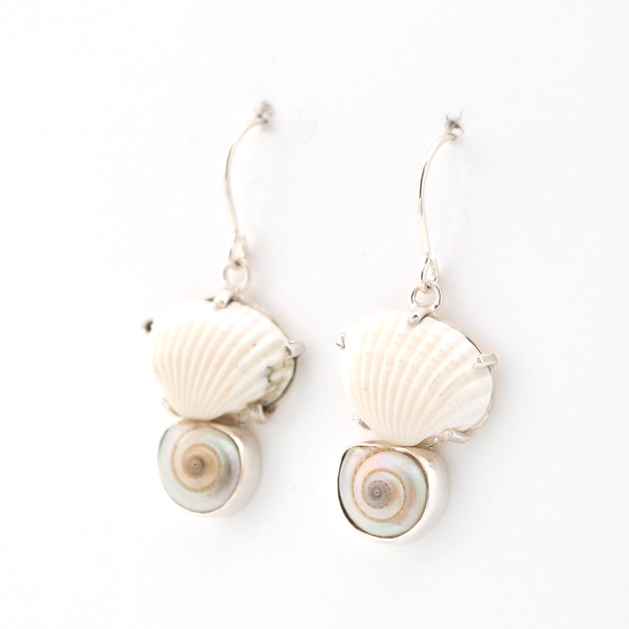 Shell earrings on a white background