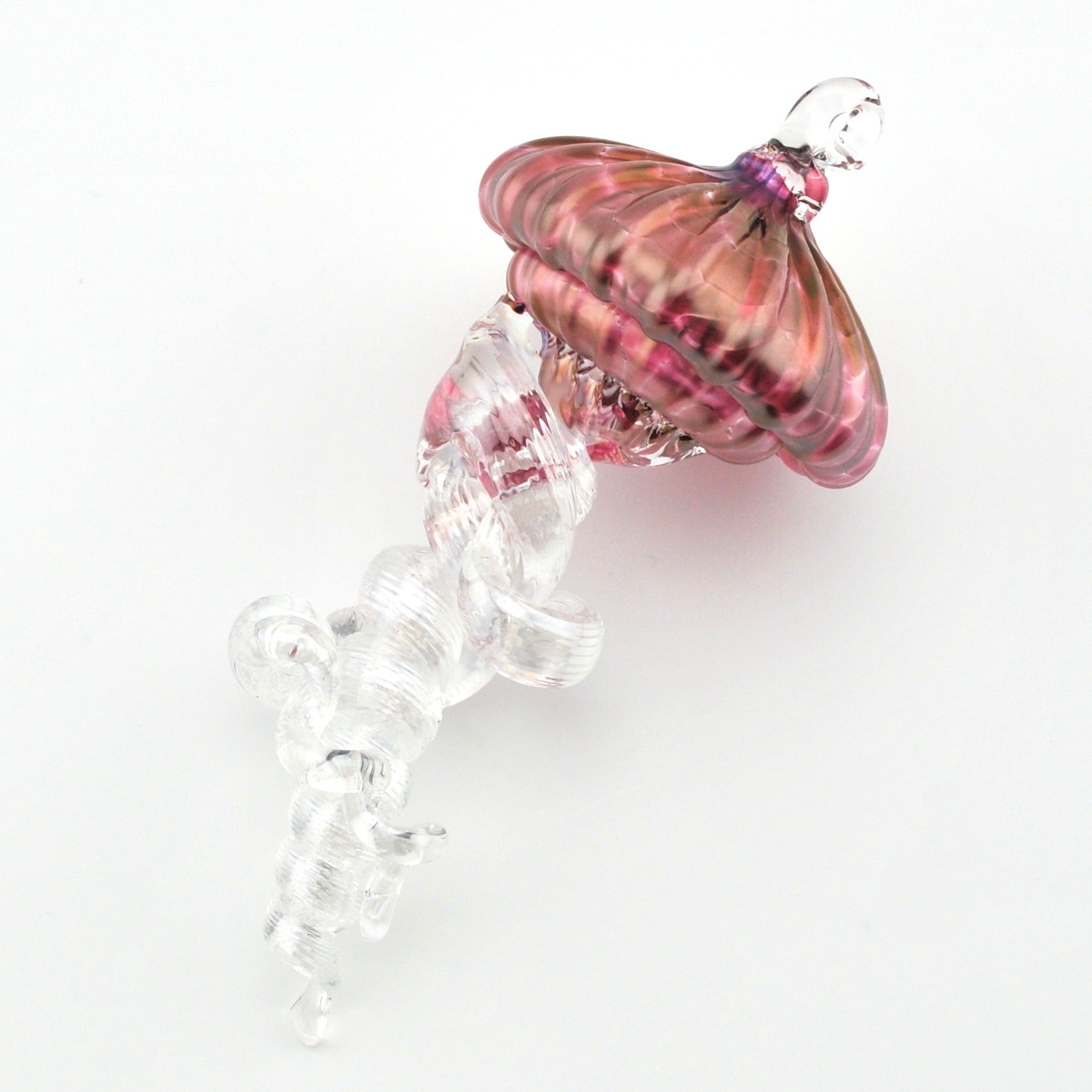 Side View Small Cranberry Hanging Jellyfish Ornament