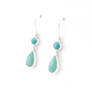 Turquoise teardrop earrings on a white background