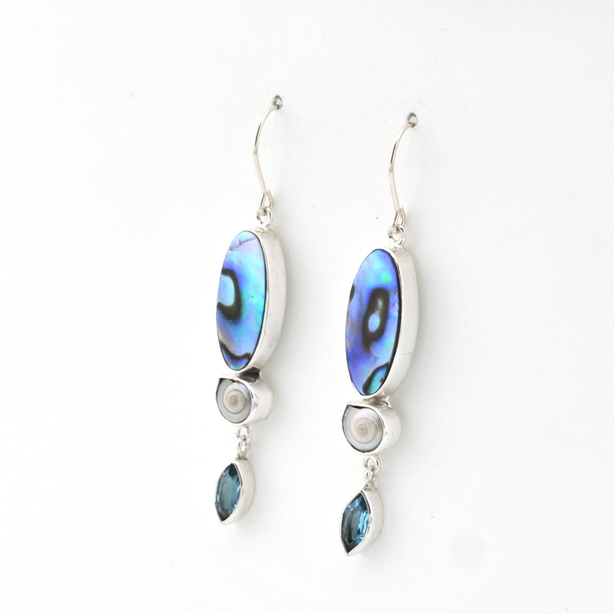 Sterling Silver Abalone Malabar Shell Topaz Earrings
