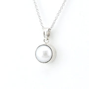 Side View Sterling Silver Pearl 8mm Necklace