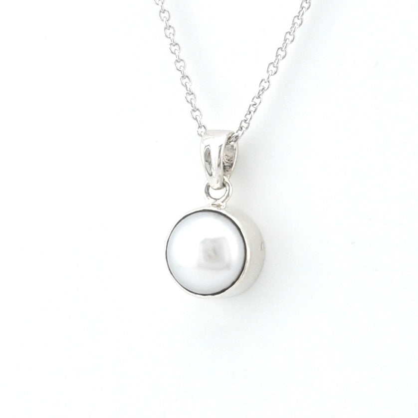 Side View Sterling Silver Pearl 8mm Necklace