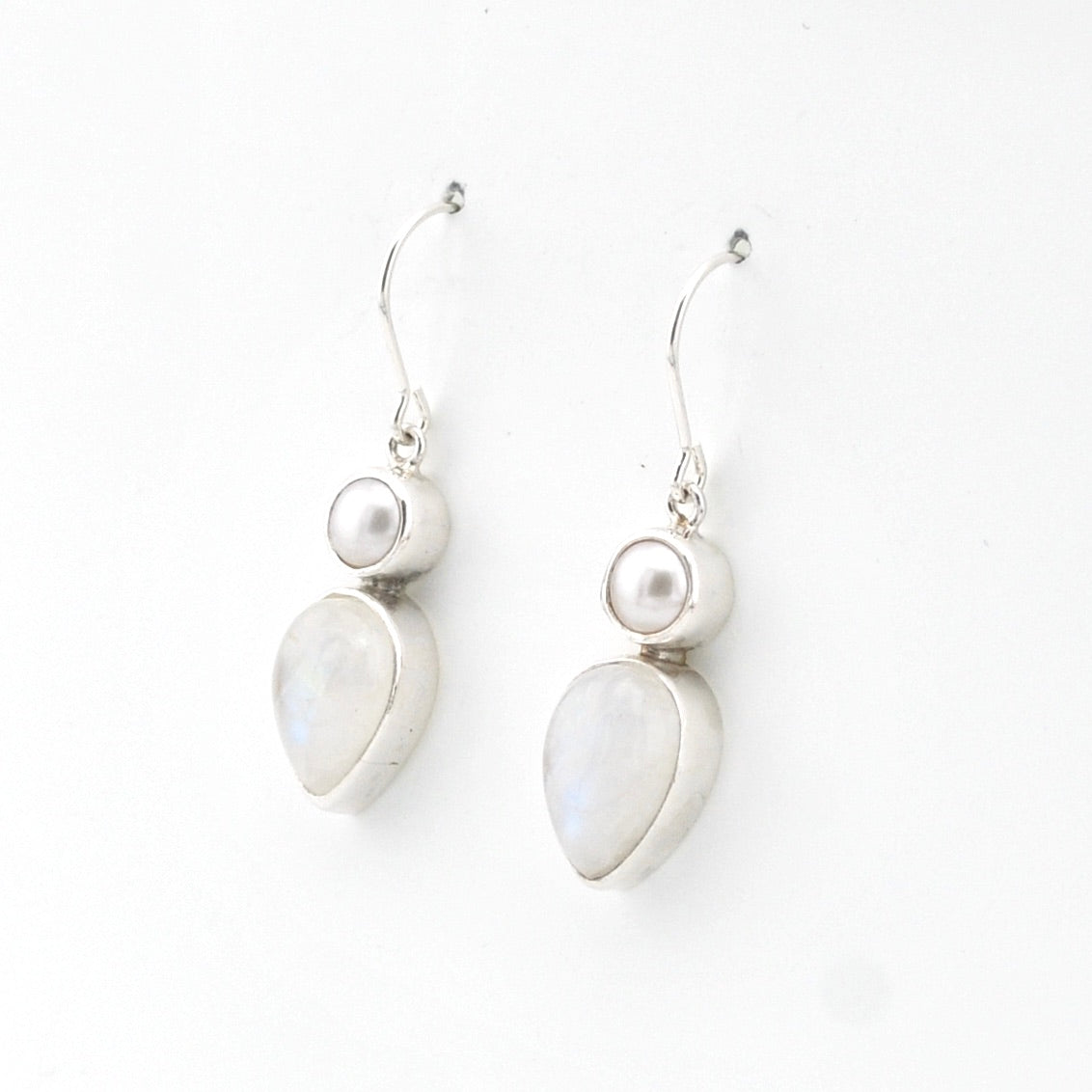 Side View Sterling_Silver_Pearl_Moonstone_Dangle_Earrings
