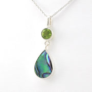 Side View Sterling Silver Peridot Abalone Necklace